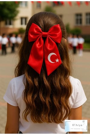 D’Arya Türk Bayraklı Kırmızı Beyaz Saten Klips Saç Tokası – Ay Yıldız 23 Nisan 29 Ekim DD1923