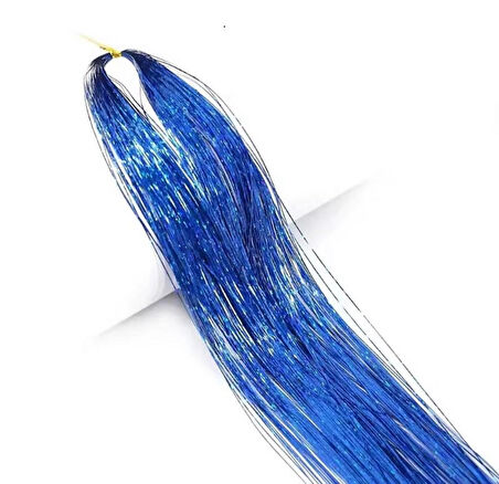 DD236 Işıltılı Simli Tinsel Saç Uzatma Mavi