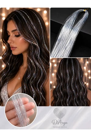 D’Arya Gümüş Gri Işıltılı Tinsel Saç Simi Gelin Teli – Gray Silver Bridal Hair Tinsel DD245- Bride ' s hair strand