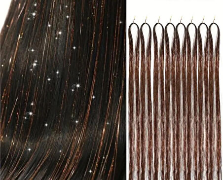DD284 Işıltılı Simli Tinsel Saç Uzatma Golden Bronze Bakır 