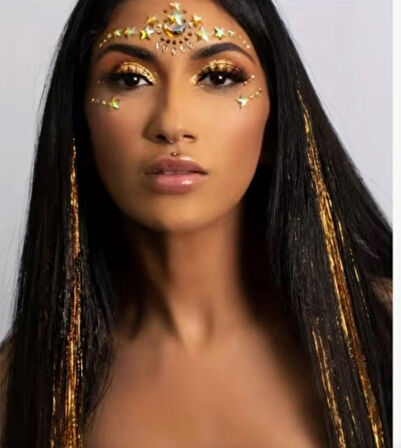 DD284 Işıltılı Simli Tinsel Saç Uzatma Golden Bronze Bakır 