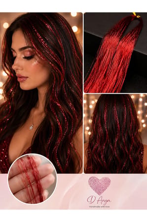 D’Arya Kırmızı Işıltılı Tinsel Saç Simi – Red Hair Tinsel DD285