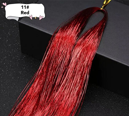 DD285 Işıltılı Simli Tinsel Saç Uzatma Kırmızı 