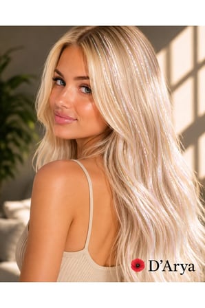 D’Arya Beyaz Pembe Aurora Tinsel Saç Simi – Hair Tinsel Shining White Aurora DD290