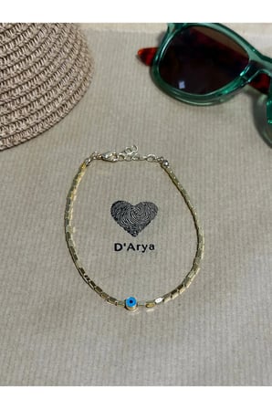 DD318 Gold Nazar Boncuklu Halhal El Yapımı