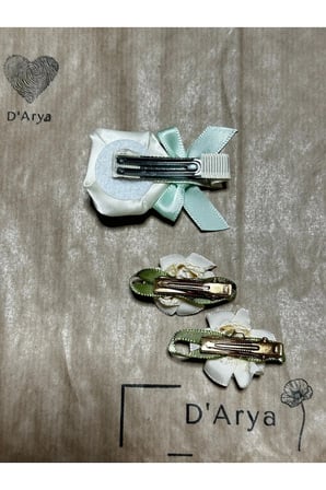 DD361 El Yapımı Nikah / Davet /Mevlüt / Düğün 3’lü Saten Çiçekli Toka Seti – Beyaz Renkli