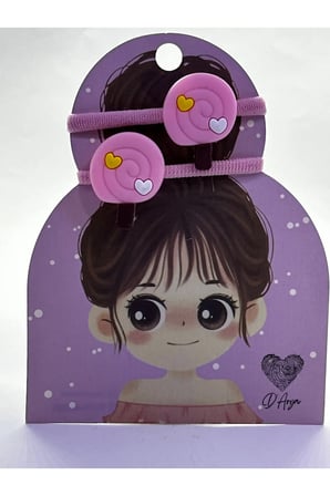 DD39 Lolipop Şeker Temalı Açık Pembe Lastikli Çocuk Bebek Toka