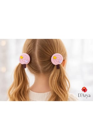 DD39 Lolipop Şeker Temalı Açık Pembe Lastikli Çocuk Bebek Toka
