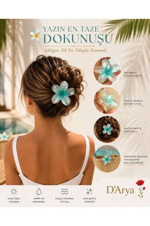 Dd400 Yeşil Lotus Çiçeği Mandal Saç Tokası