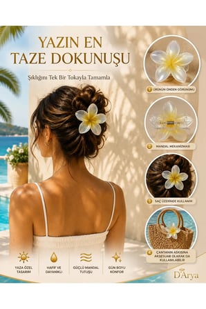 Dd405 Sarı Lotus Çiçeği Mandal Saç Tokası
