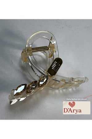 DD466 Şeffaf Kristal Taşlı Miu Niu Model Mandal Saç Kelepçesi