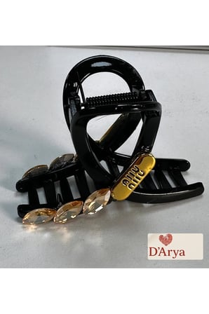 DD467 Siyah Kristal Taşlı Miu Niu Model Mandal Saç Kelepçesi