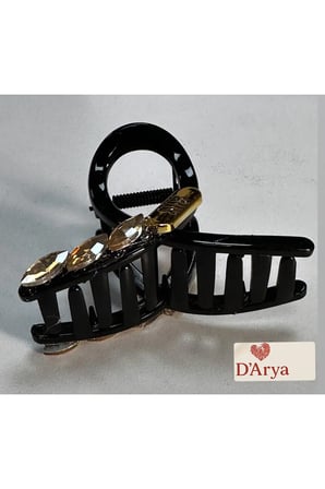 DD467 Siyah Kristal Taşlı Miu Niu Model Mandal Saç Kelepçesi
