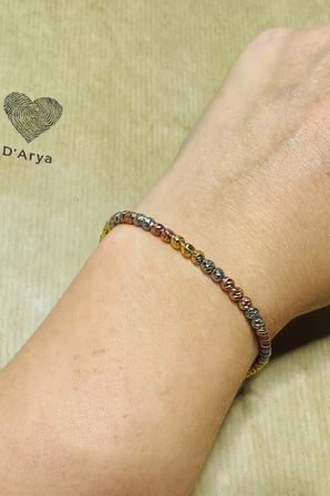 DD485 Üç Renk Top Gold Gümüş Rose Detaylı Bileklik El Yapımı