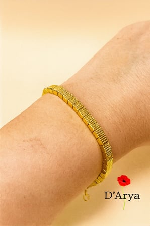 DD489 Gold Kare / Küp Çizgili Model Bileklik El Yapımı