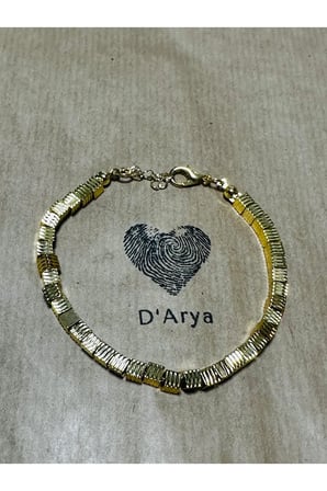 DD489 Gold Kare / Küp Çizgili Model Bileklik El Yapımı