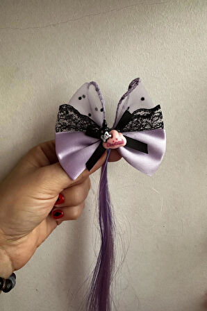 DD527 Lila Kuromi Figürlü Saç Tokası (Uzun Saç Eklentili)