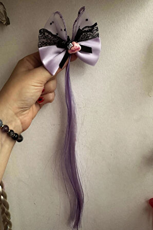 DD527 Lila Kuromi Figürlü Saç Tokası (Uzun Saç Eklentili)