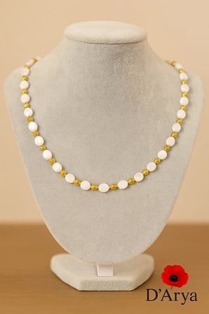 DD540 Gold Dorika Detaylı İnci Kolye