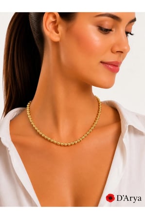 DD544 Gold Dorika Bükümlü Boncuk Kolye