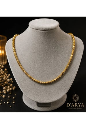 DD544 Gold Dorika Bükümlü Boncuk Kolye