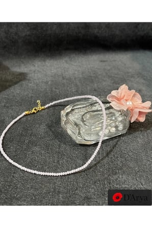 DD546 Pudra Pembe Kristal Taş Kolye