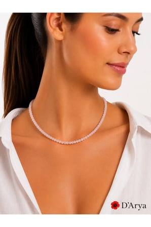DD546 Pudra Pembe Kristal Taş Kolye