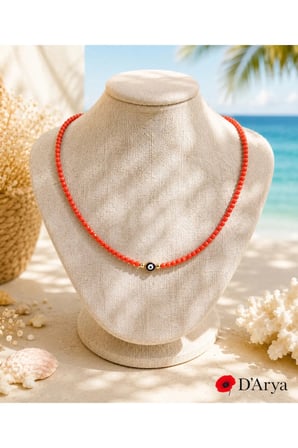 DD549 Yavruağzı Kristal Nazar Boncuklu Kolye
