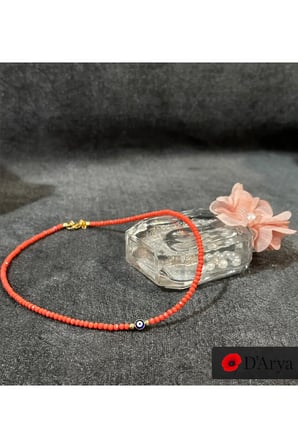 DD549 Yavruağzı Kristal Nazar Boncuklu Kolye