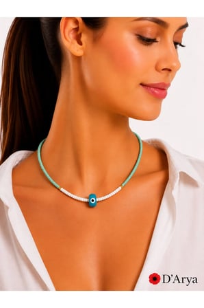 DD554 Mint Yeşili Nazar Boncuklu Kolye