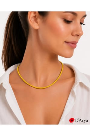 DD562 Sarı Heishi Boncuklu Choker Kolye