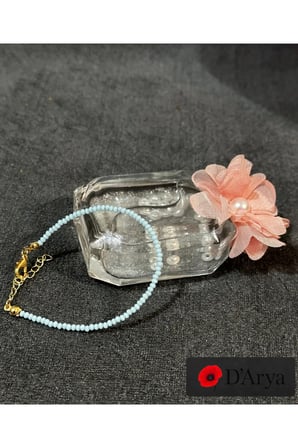 DD572 Gökyüzü Mavisi Mini Cam Boncuk Bileklik
