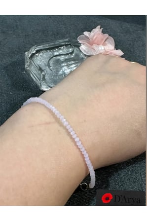 DD574 Pudra Pembe Kristal Boncuklu Bileklik