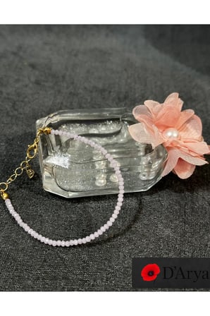 DD574 Pudra Pembe Kristal Boncuklu Bileklik