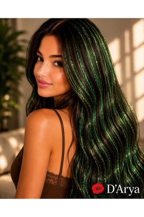 D’Arya Yeşil Işıltılı Tinsel Saç Simi – Hair Tinsel Uzun Model DD685