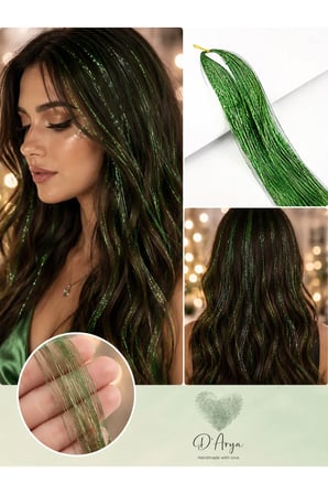 D’Arya Yeşil Işıltılı Tinsel Saç Simi – Hair Tinsel Uzun Model DD685
