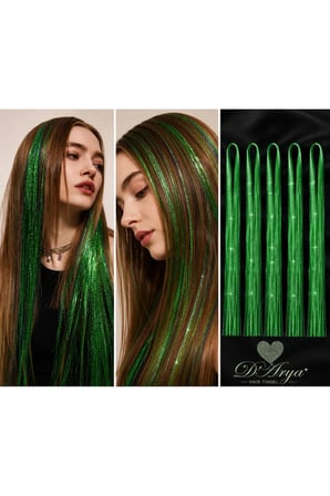 D’Arya Yeşil Işıltılı Tinsel Saç Simi – Hair Tinsel Uzun Model DD685