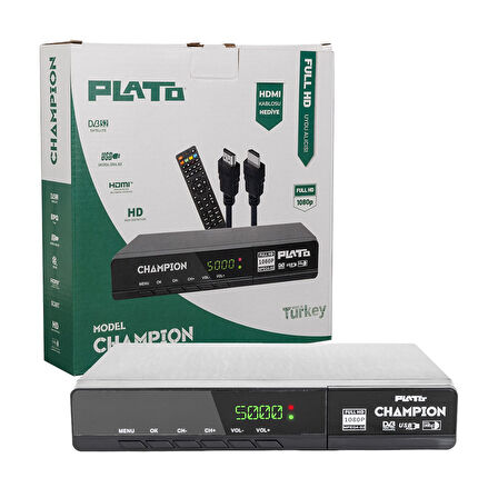 PLATO CHAMPION KASALI FULL HD UYDU ALICISI (SCART+HD)(HDMI KABLO DAHİL) (4172)