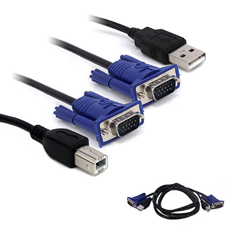 KWM SWITCH KABLO 1.5 METRE VGA ERKEK/ERKEK + USB + PRINTER (4172)