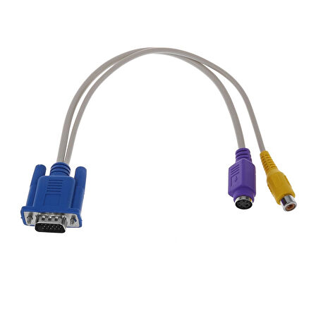 VGA 15 PİN ERKEK  / 1 RCA DİŞİ+MINI DIN DİŞİ 10 CM KABLO (4172)