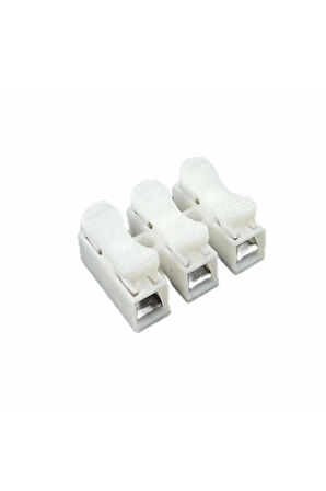 Mandallı Vidasız Klemens Basmalı Tip 3 Lü 3 Pin ( 10 Adet ) Beyaz