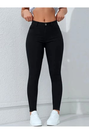 Jeannine Kadın Jeans Siyah Skinny Yüksek Bel Dar Paça Denim Kot Pantolon BEEKESKYSYH-01