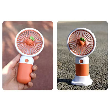AET Şarjlı Mini Fan El Ve Masaüstü Vantilatör Sevimli Meyve Figürlü