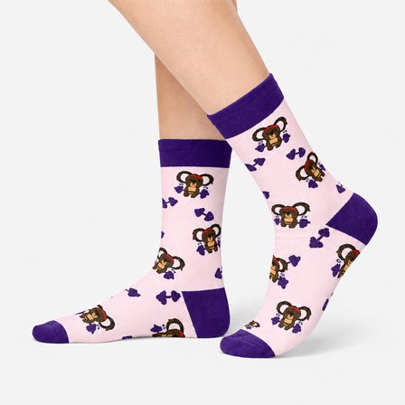 Sporcu Koala Desenli Pembe Mor Unisex Soket Çorap