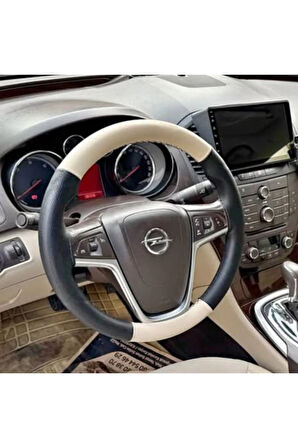DİKİŞLİ DİREKSİYON KILIFI SİYAH/BEJ DERİ BEJ DİKİŞLİ OPEL INSİGNİA İÇİN