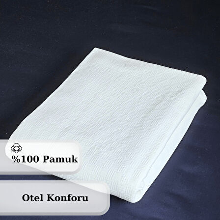 %100 Pamuk Mini Dama Desenli Tek Kişilik Pike | Otel Koleksiyonu | 160x230