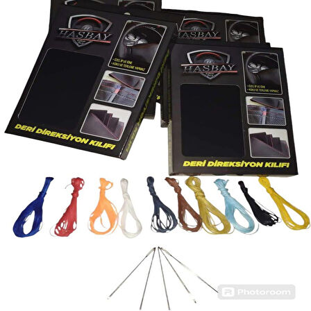 DİKİŞLİ DİREKSİYON KILIFI SİYAH DERİ GRİ DİKİŞLİ MERCEDES AXOR 1840 İÇİN