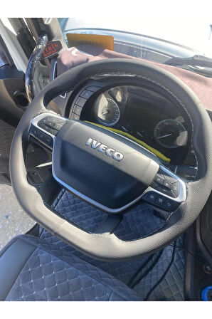 DİKİŞLİ DİREKSİYON KILIFI SİYAH DERİ GRİ DİKİŞLİ IVECO TIR KAMYON İÇİN HIZLI KARGO