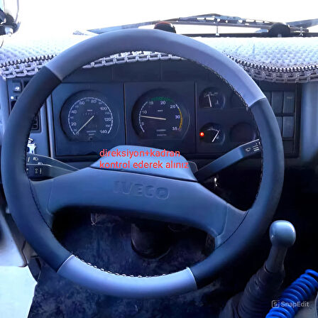 DİKİŞLİ DİREKSİYON KILIFI SİYAH / GRİ DERİ SİYAH DİKİŞLİ IVECO KAMYON 80-12 2006 KASA İÇİN