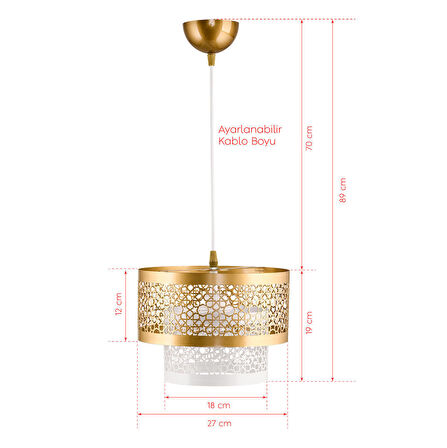 DEDE İKİ KATLI METAL SARKIT PASTA AVİZE